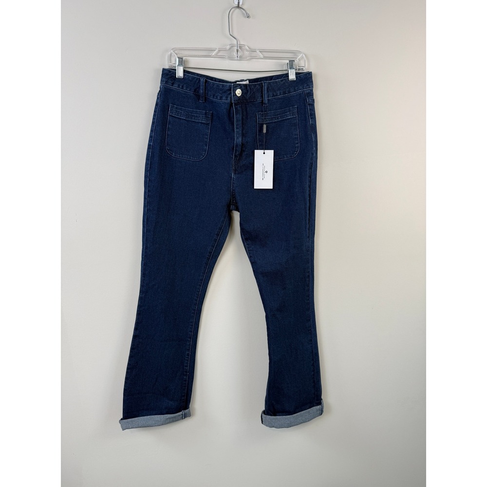 Princess‎ Polly NWTs $89 Dalta Mid Rise Flare Denim Jeans Size 8 Dark Wash